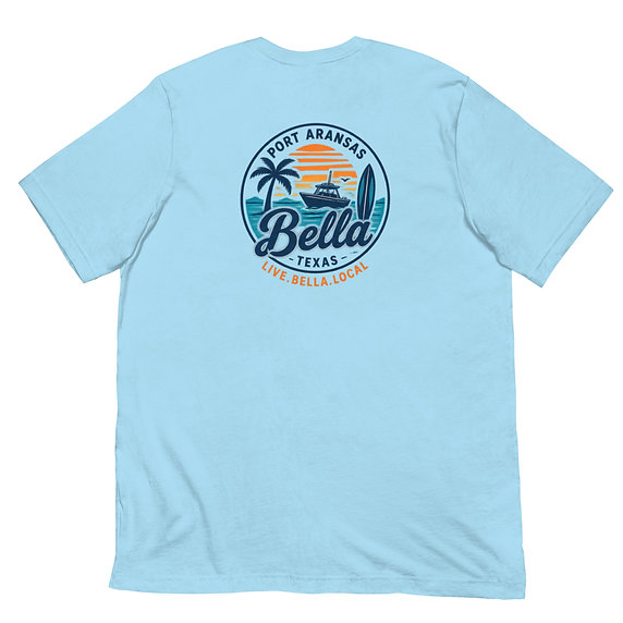 Bella Coastal Sunset T-Shirt Back — Port Aransas, Texas
