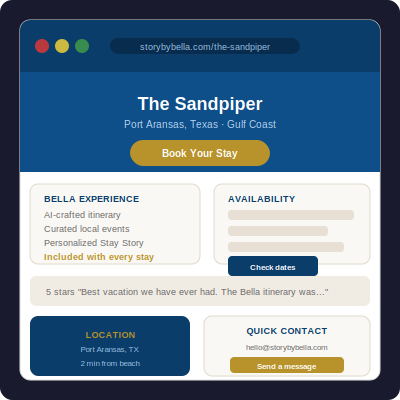 Custom STR property landing page mockup